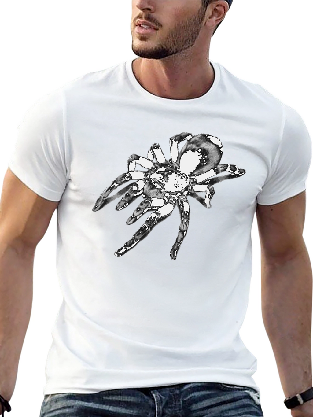 Black T-Shirt with Spider Graphic
