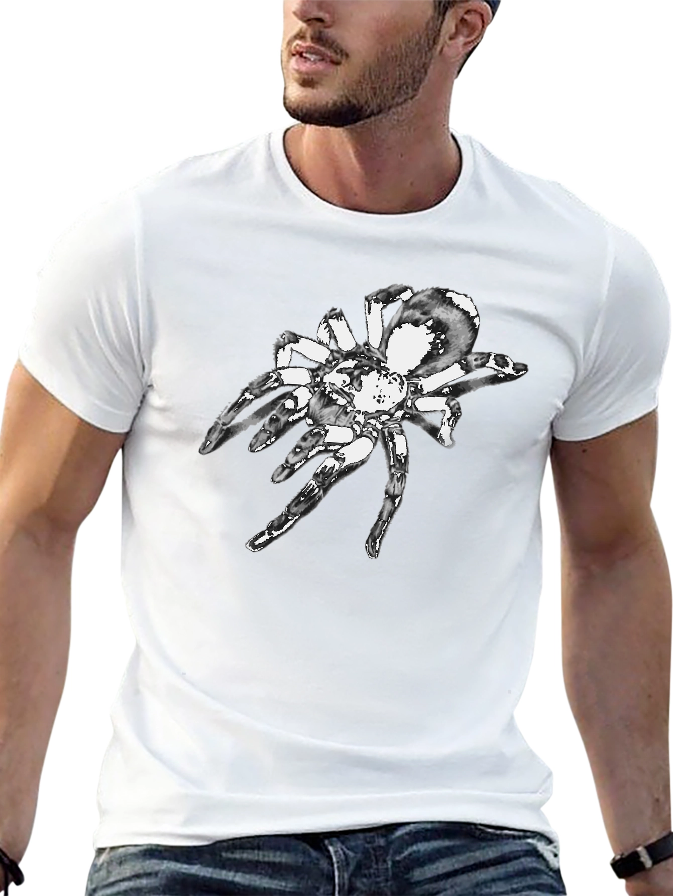 Black T-Shirt with Spider Graphic
