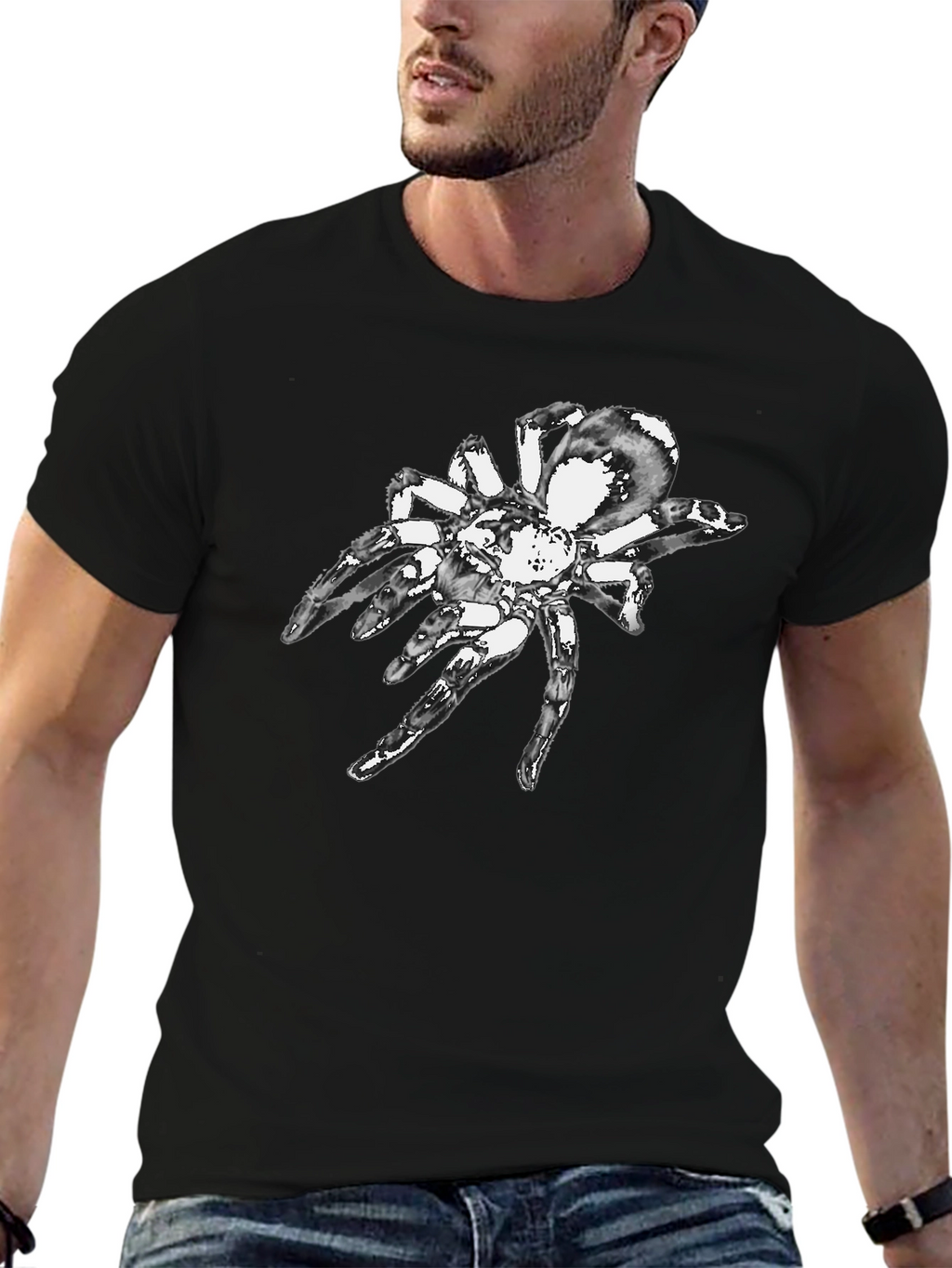 Black T-Shirt with Spider Graphic