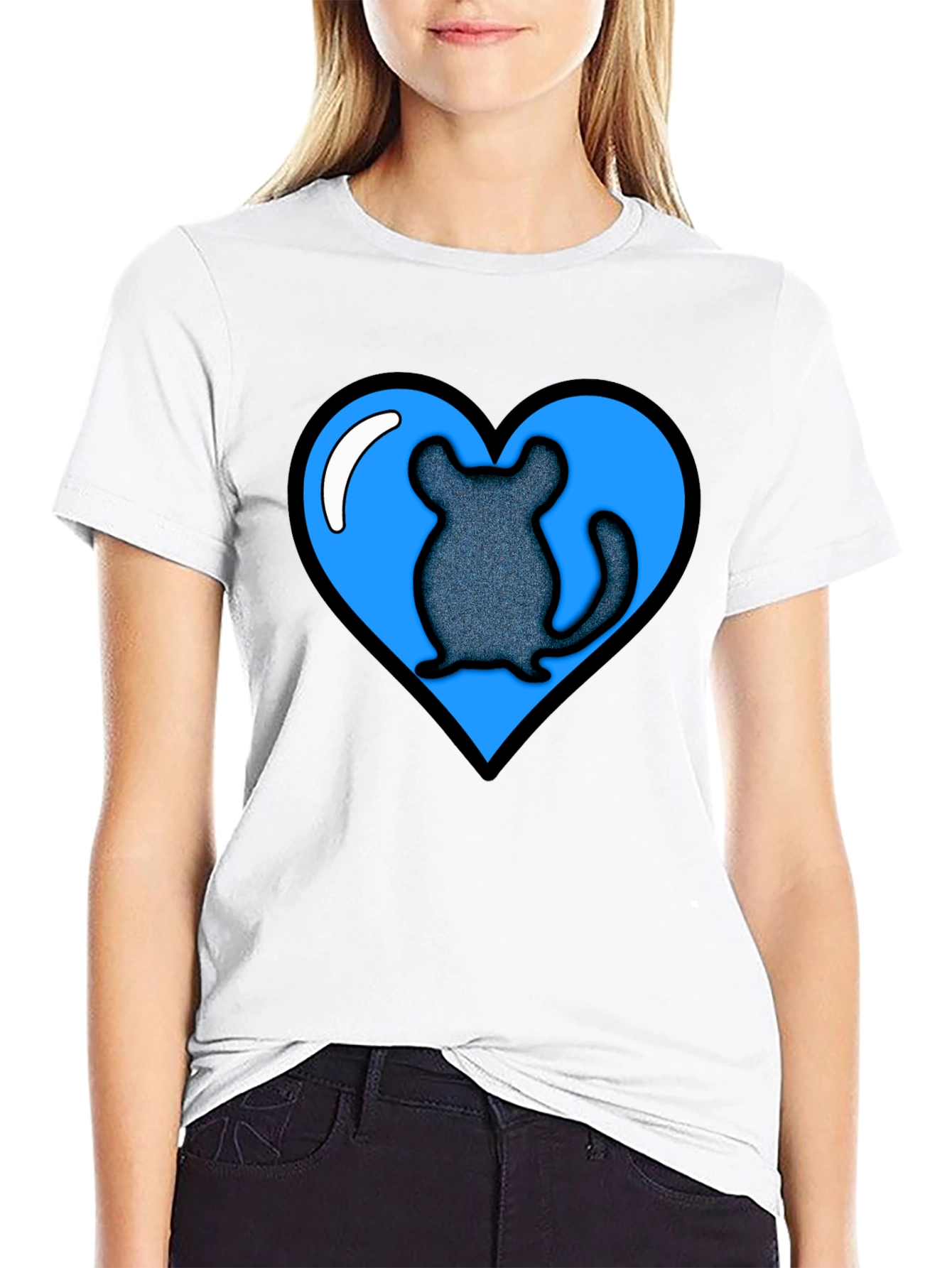 Chinchilla Heart Graphic Tee - Black