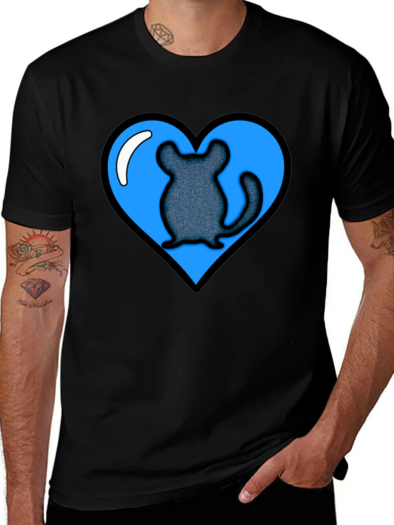 Chinchilla Heart Graphic Tee - Black