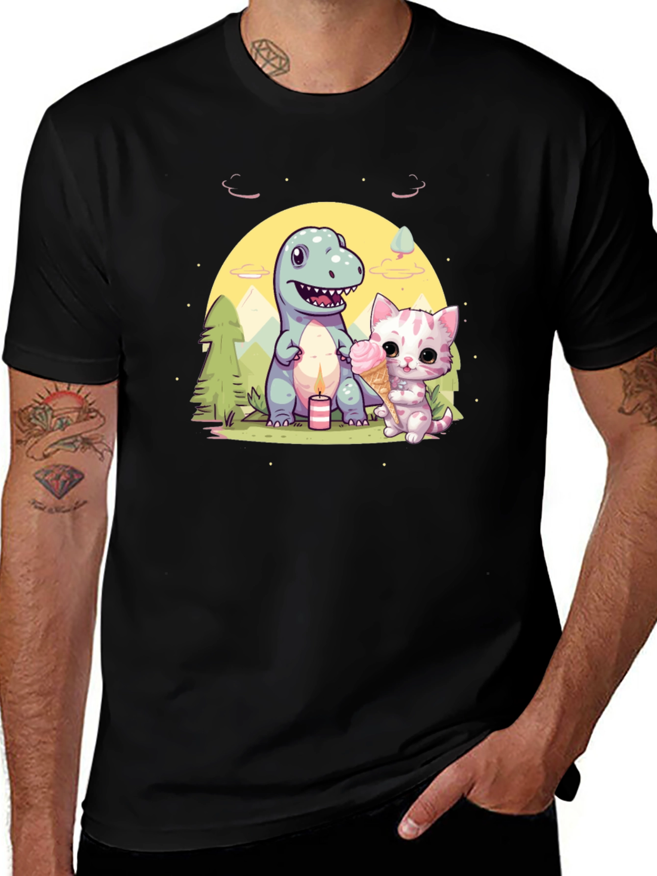 Dino & Kitty Ice Cream T-Shirt