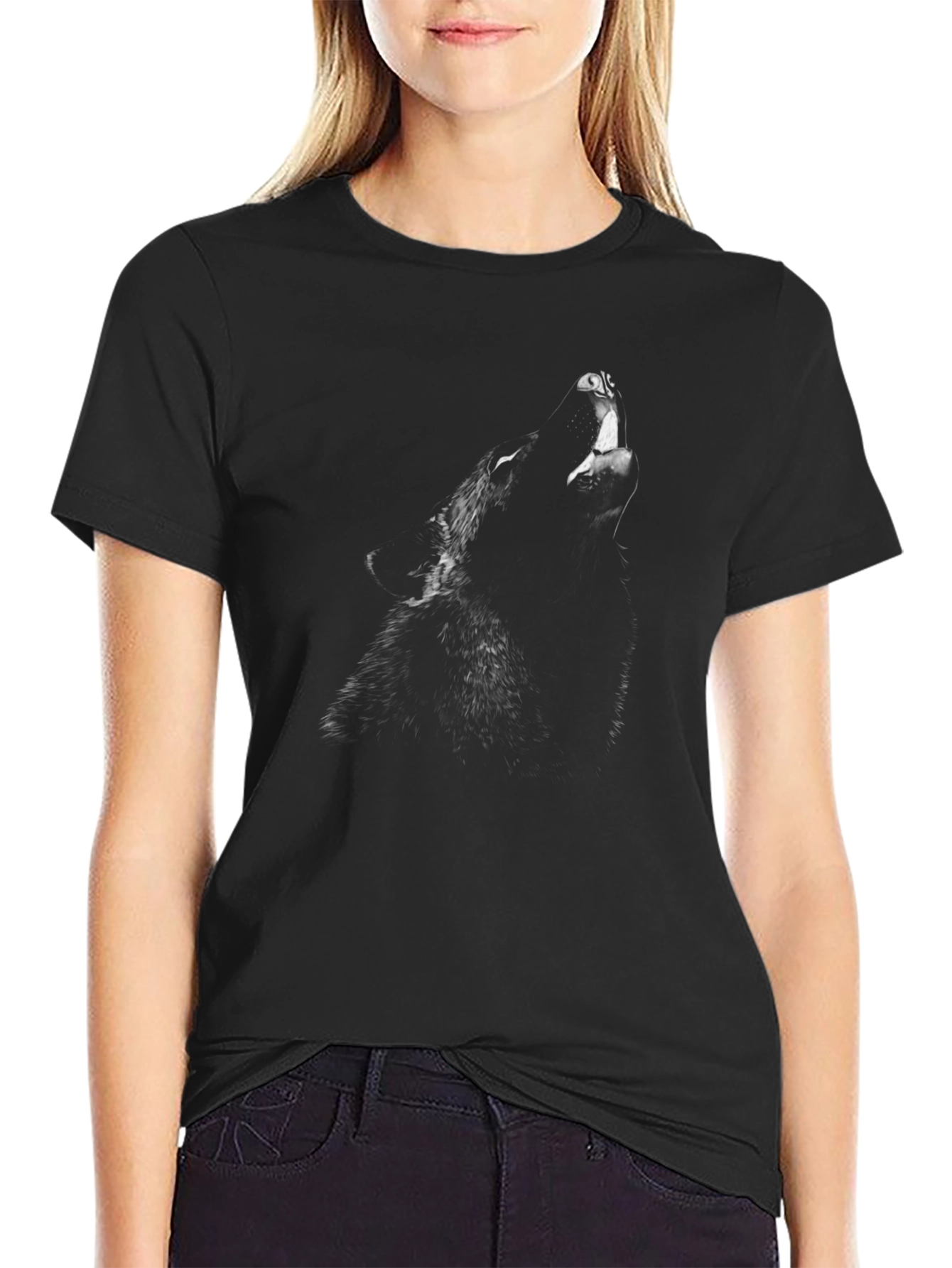 Black Wolf Graphic Tee - Mens Short Sleeve Shirt