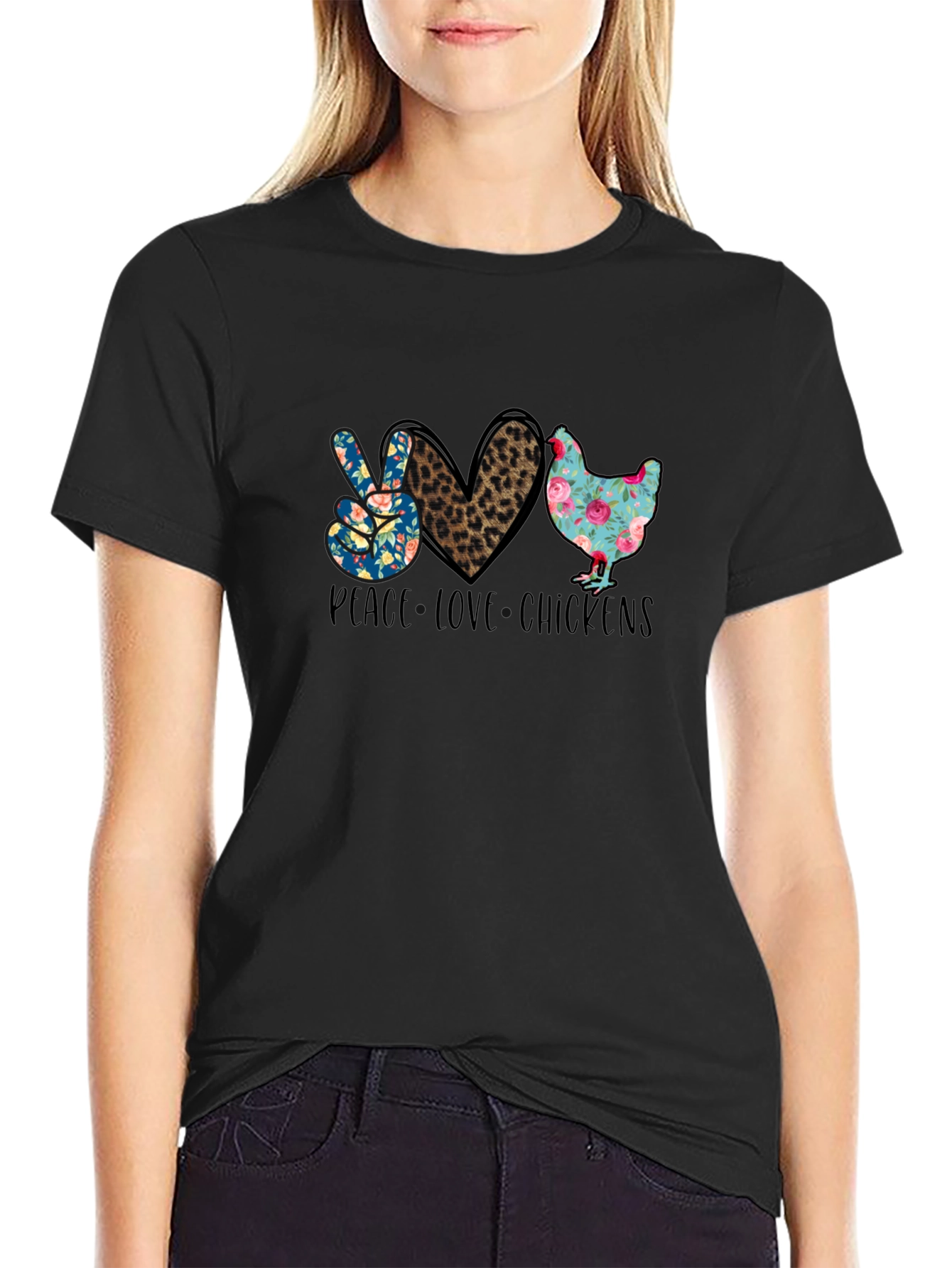 Peace Love Chickens Graphic T-Shirt