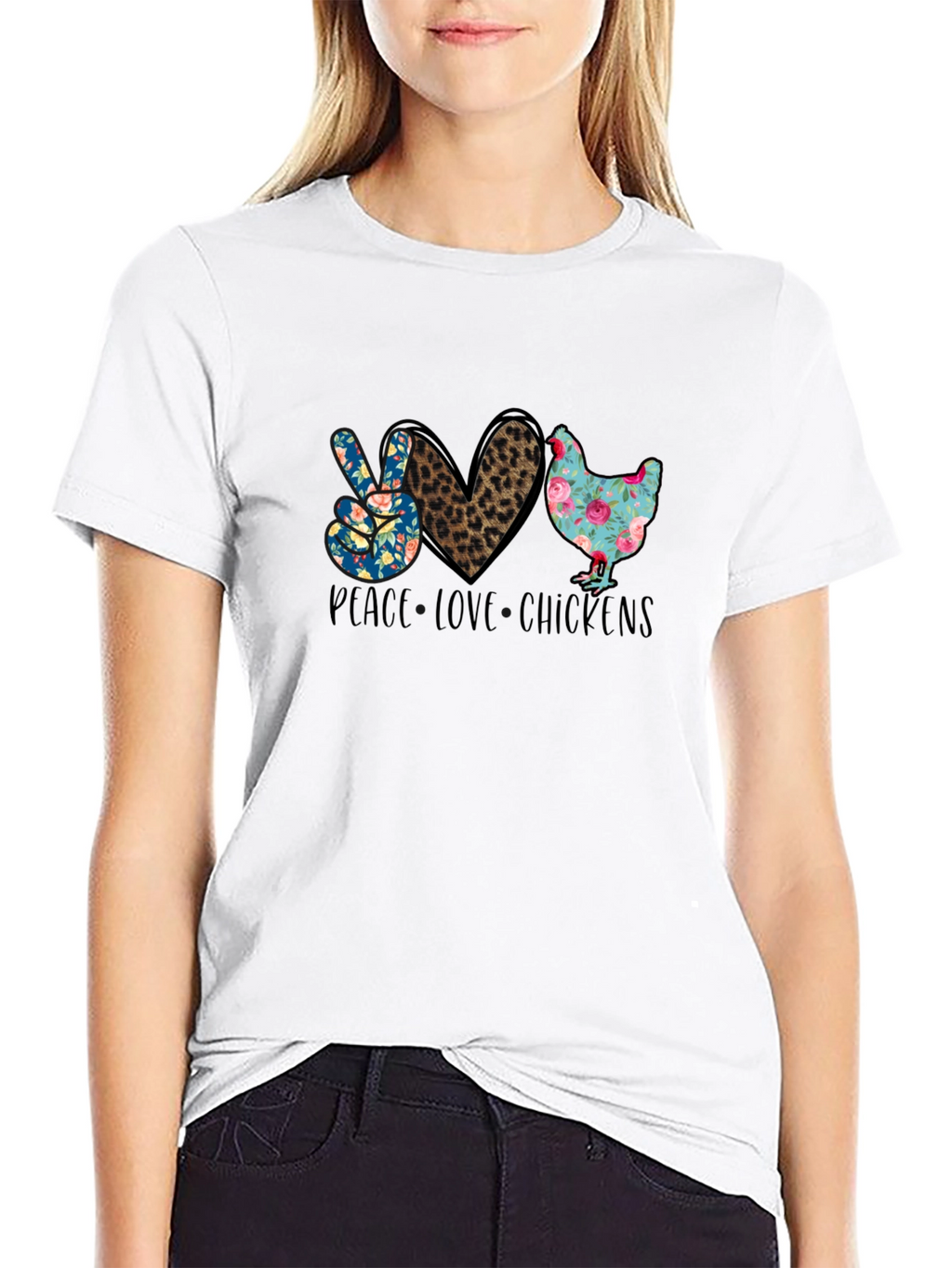 Peace Love Chickens Graphic T-Shirt