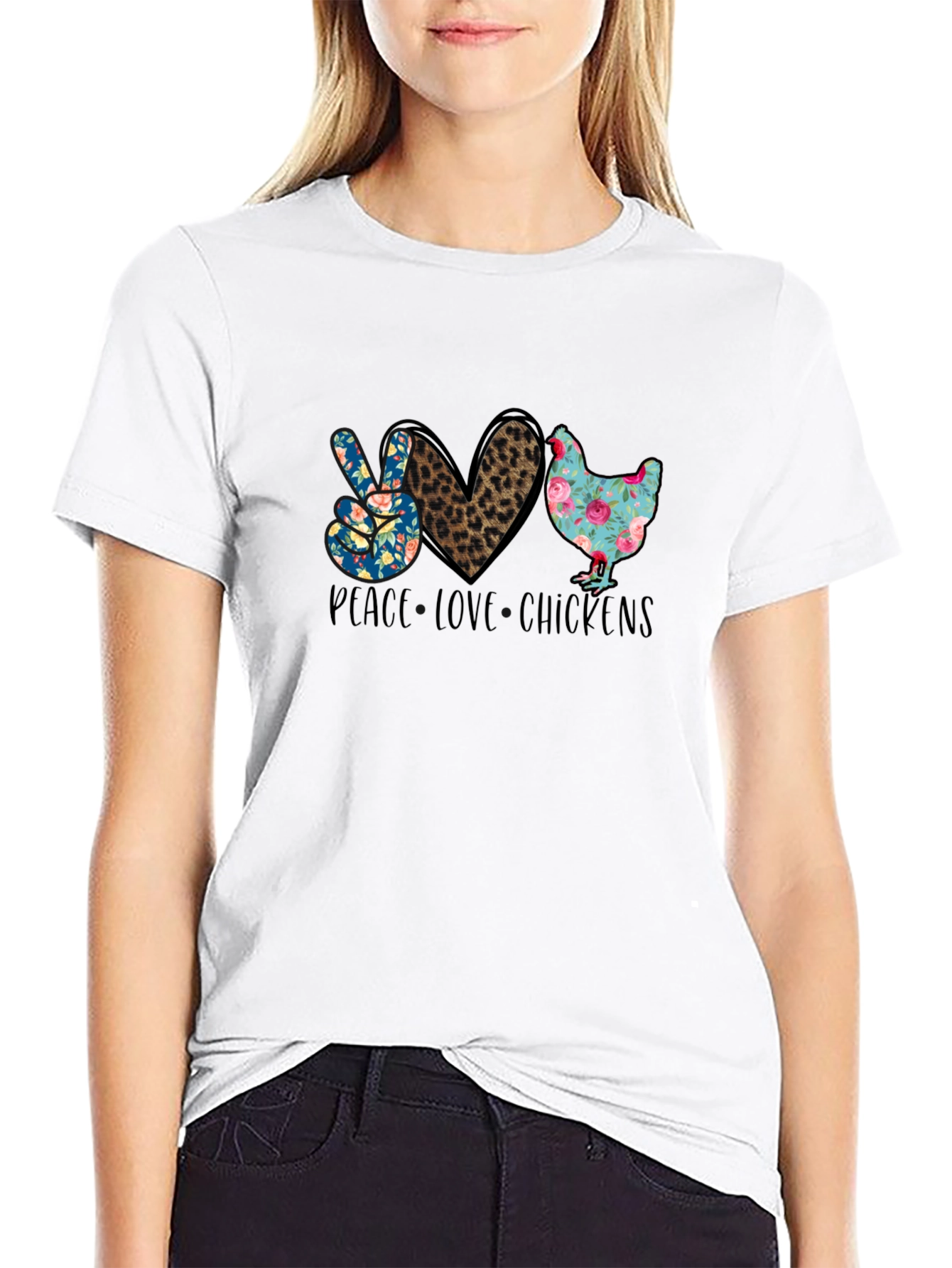 Peace Love Chickens Graphic T-Shirt