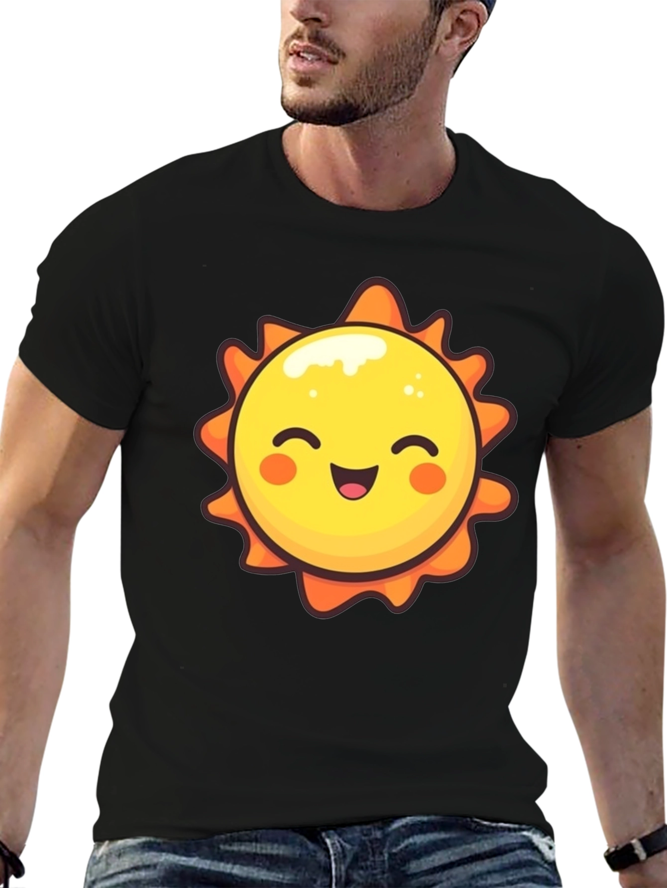 Happy Sun Graphic Tee - Black Unisex T-Shirt