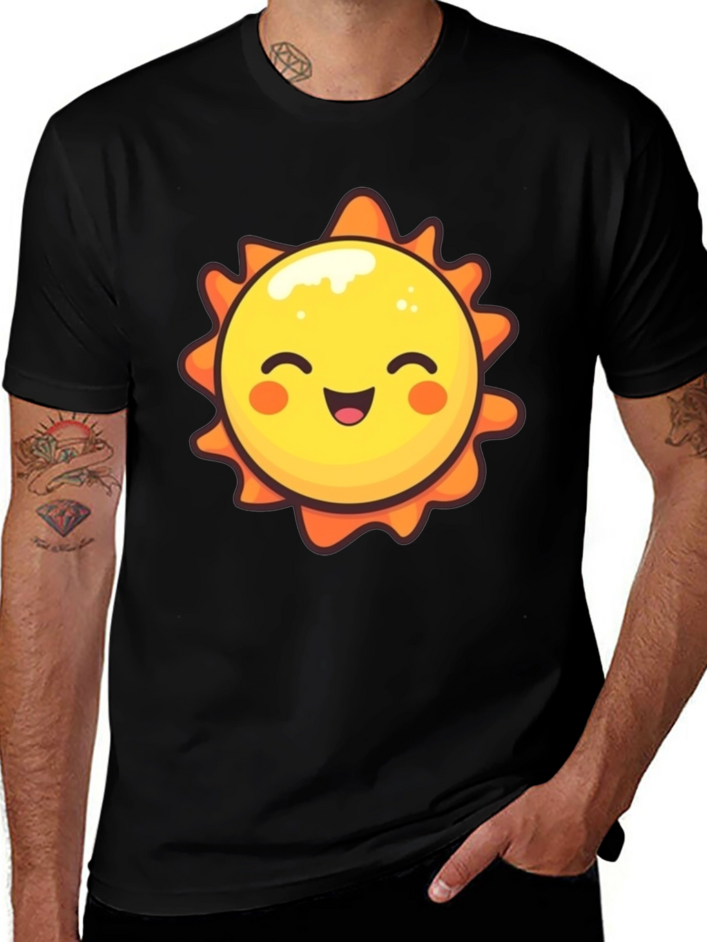 Happy Sun Graphic Tee - Black Unisex T-Shirt