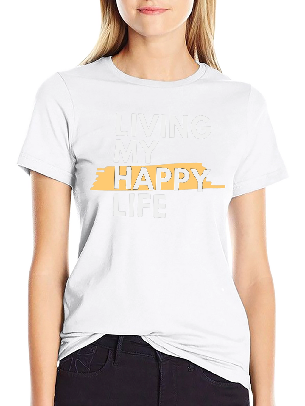 Living My Happy Life Graphic Tee - Black