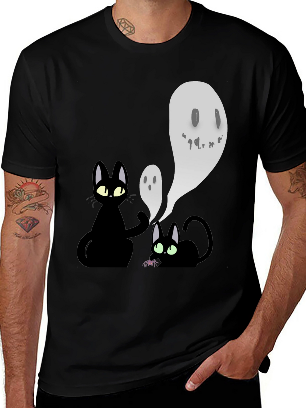 Halloween Cats & Ghosts Graphic Tee