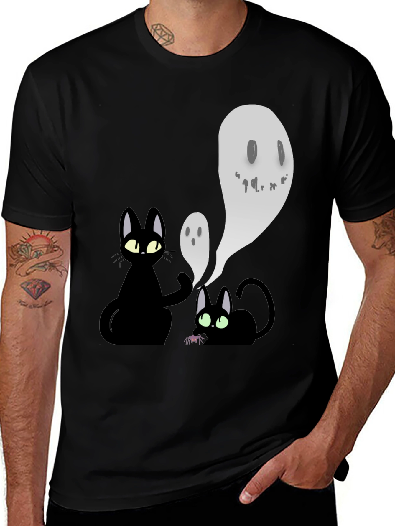 Halloween Cats & Ghosts Graphic Tee