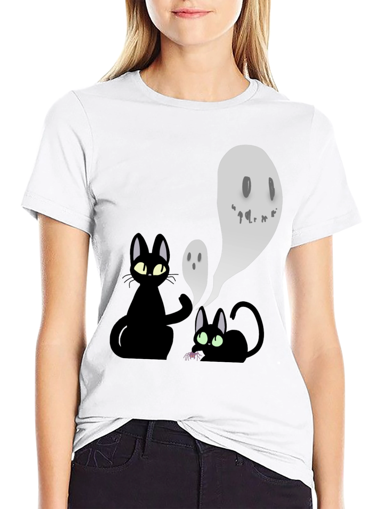 Halloween Cats & Ghosts Graphic Tee