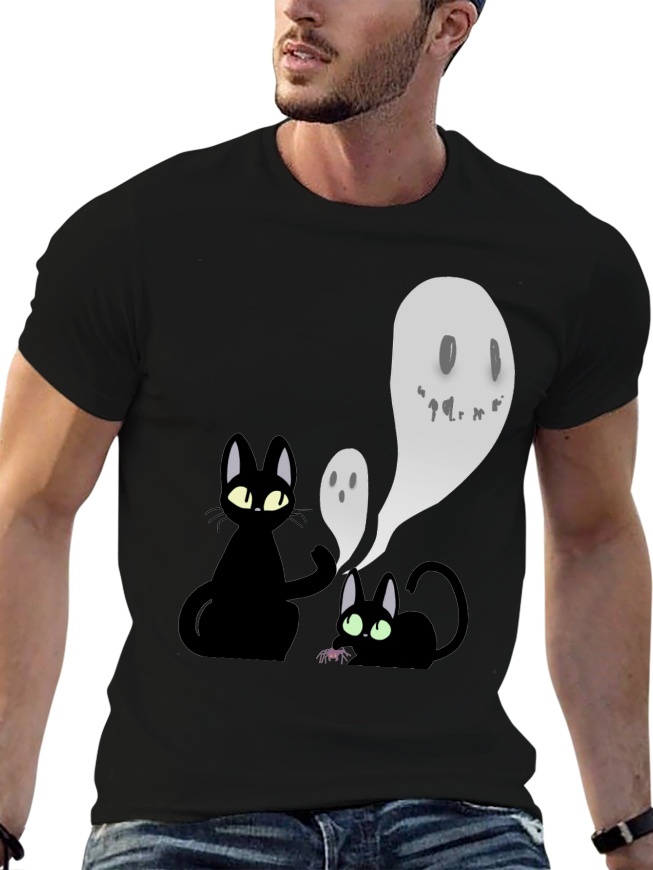 Halloween Cats & Ghosts Graphic Tee
