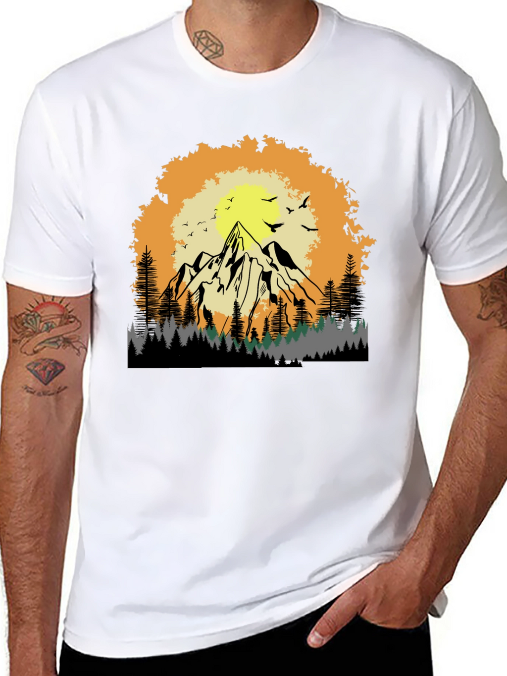 Mountain Sunset Graphic Tee - Adventure Awaits