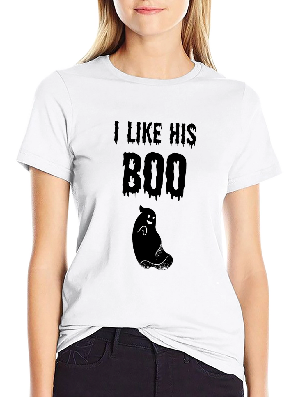 I Like His Boo Black Graphic Tee