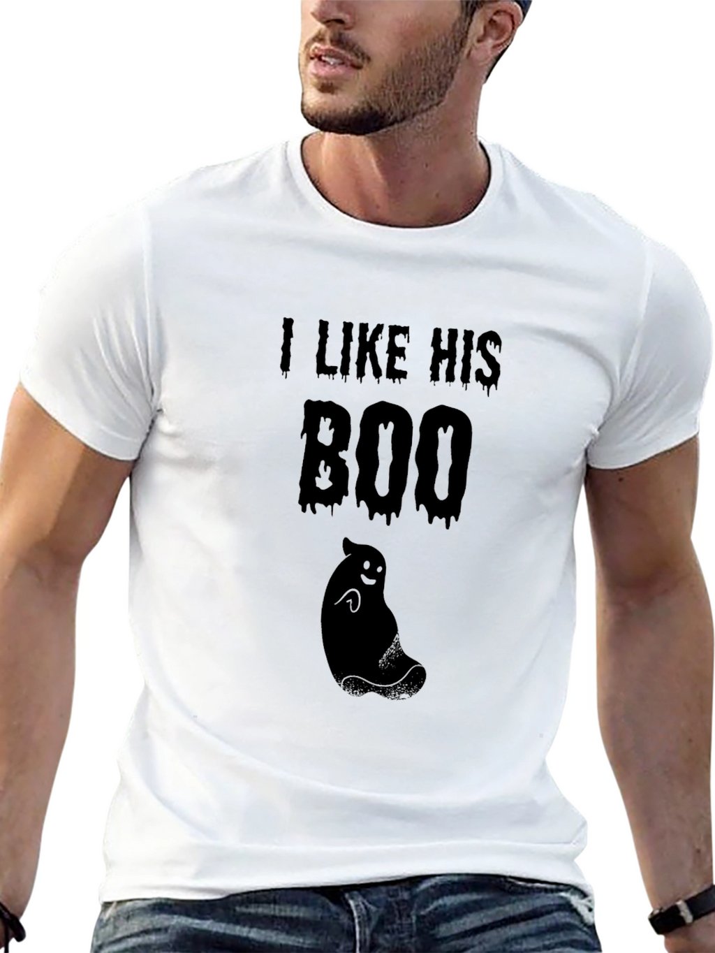 I Like His Boo Black Graphic Tee