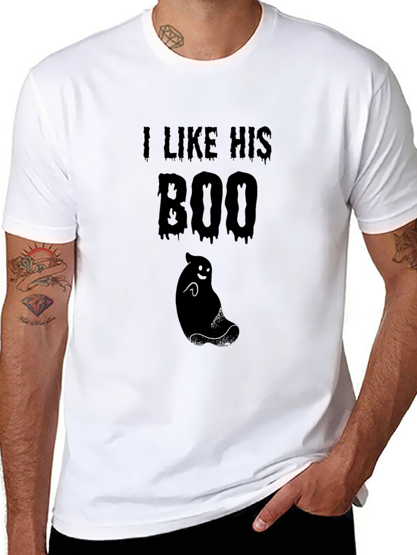 I Like His Boo Black Graphic Tee
