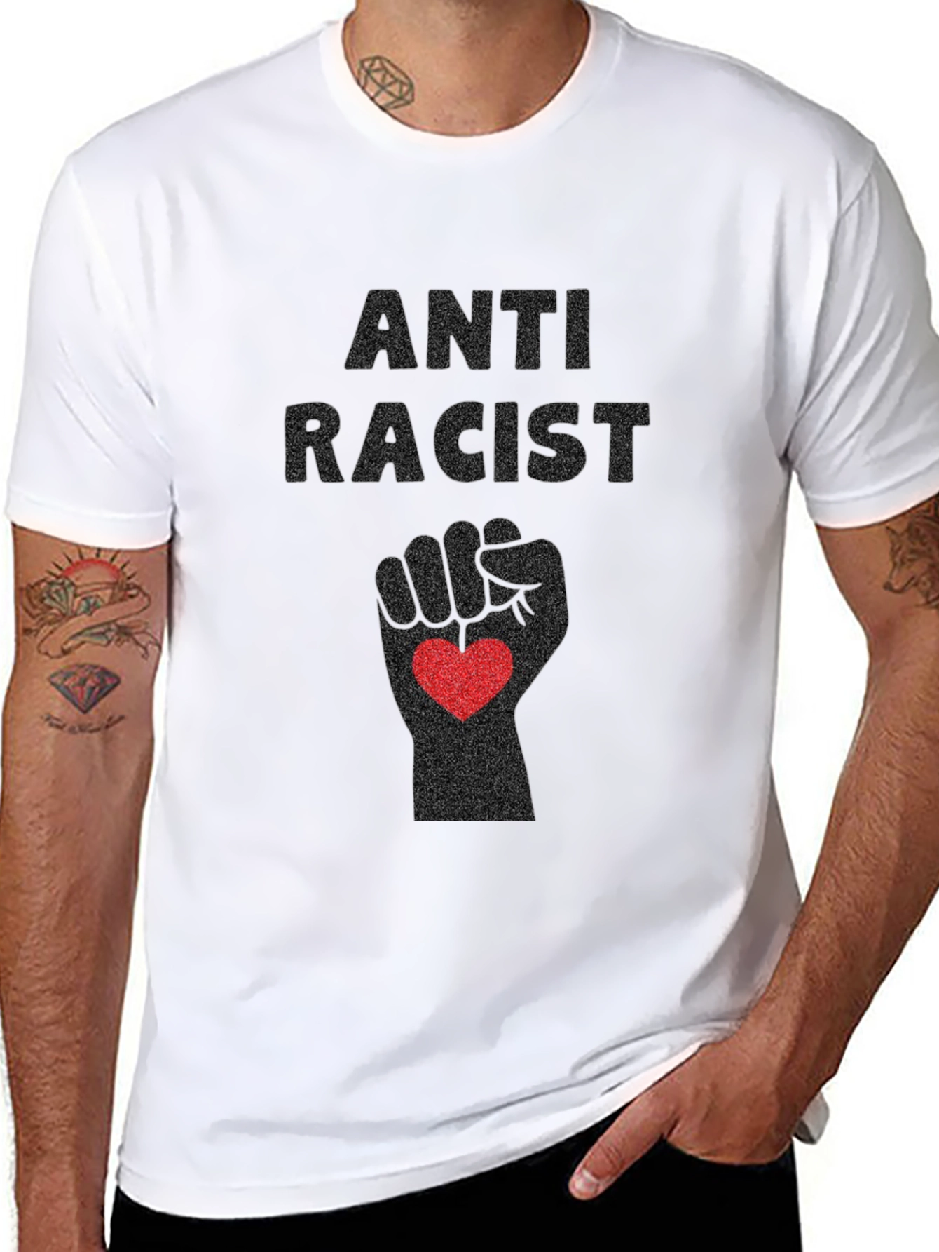 Anti-Racist Fist Heart Graphic Tee