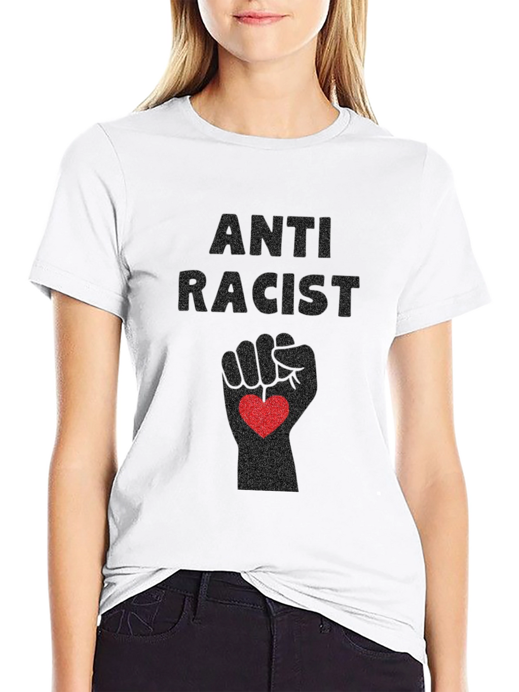Anti-Racist Fist Heart Graphic Tee