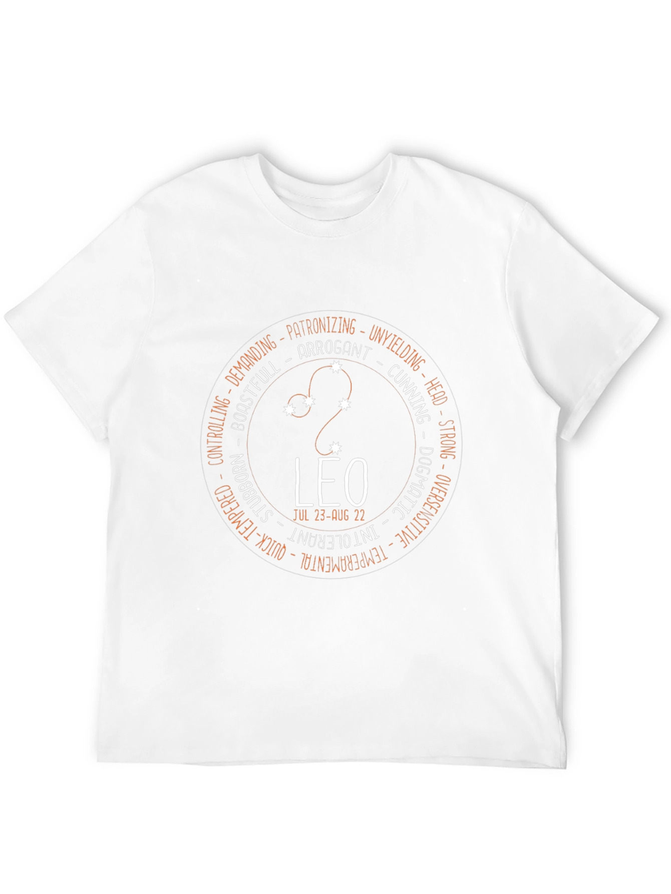 Leo Zodiac T-Shirt - Arrogant Strong and Unyielding Design