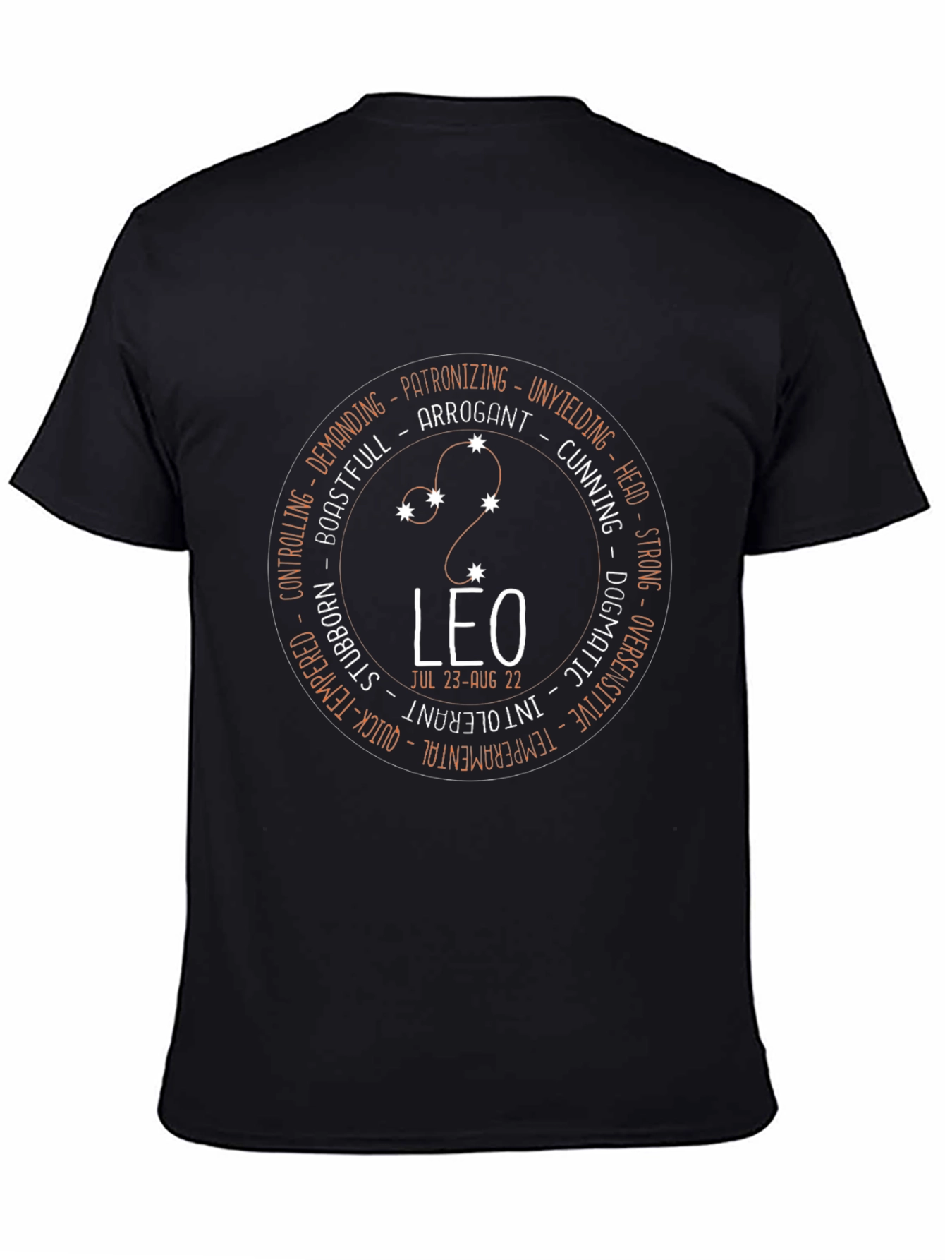 Leo Zodiac T-Shirt - Arrogant Strong and Unyielding Design