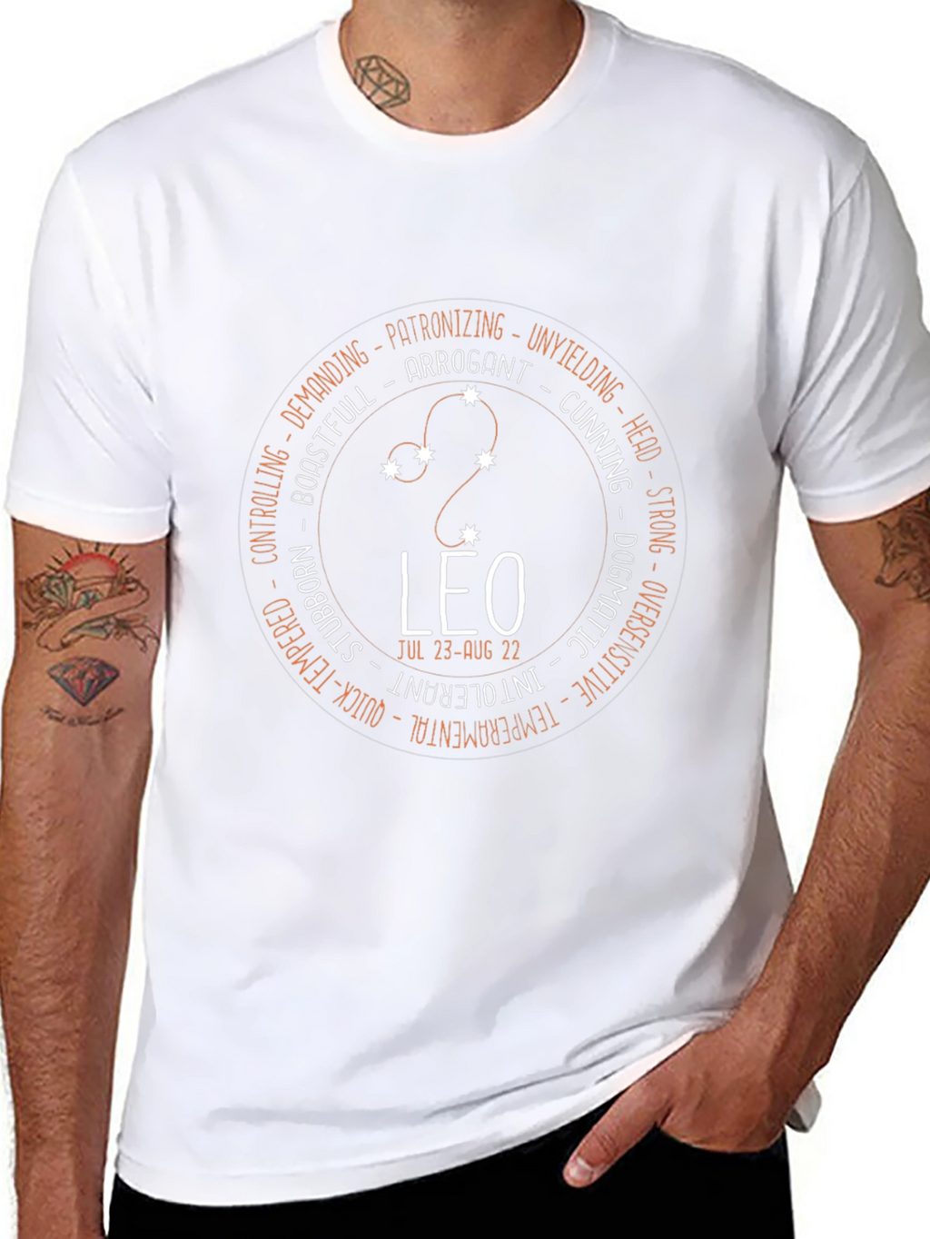 Leo Zodiac T-Shirt - Arrogant Strong and Unyielding Design