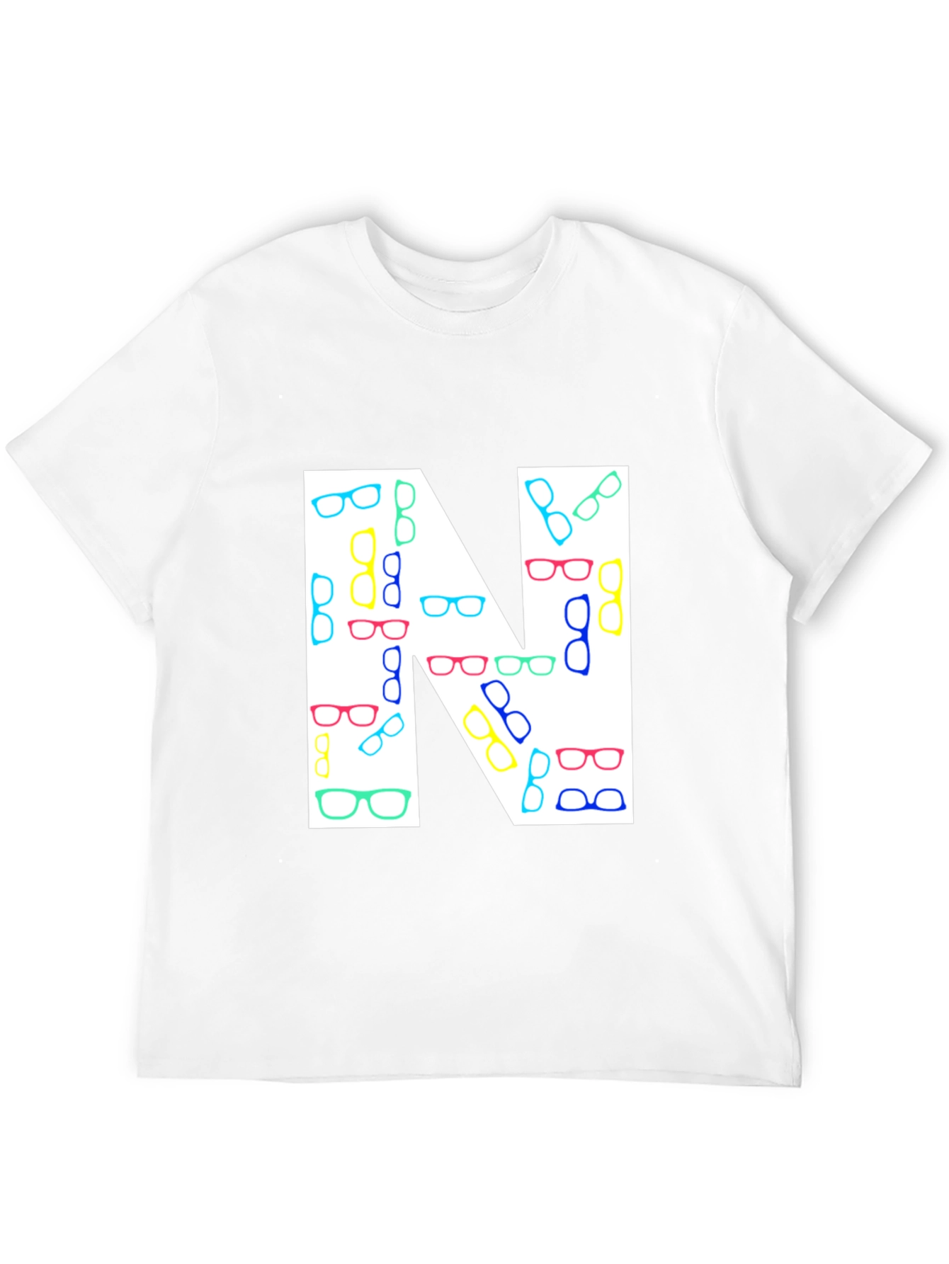 Letter N Glasses Pattern T-Shirt
