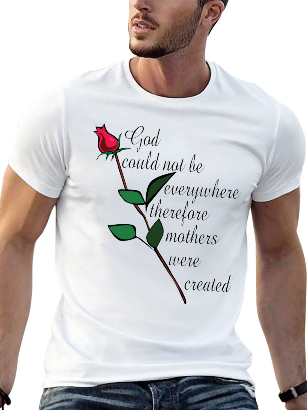 God Created Mothers Black Graphic T-Shirt