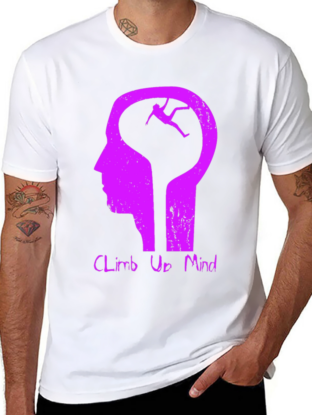 Climb Up Mind Graphic Tee - Black Cotton Blend
