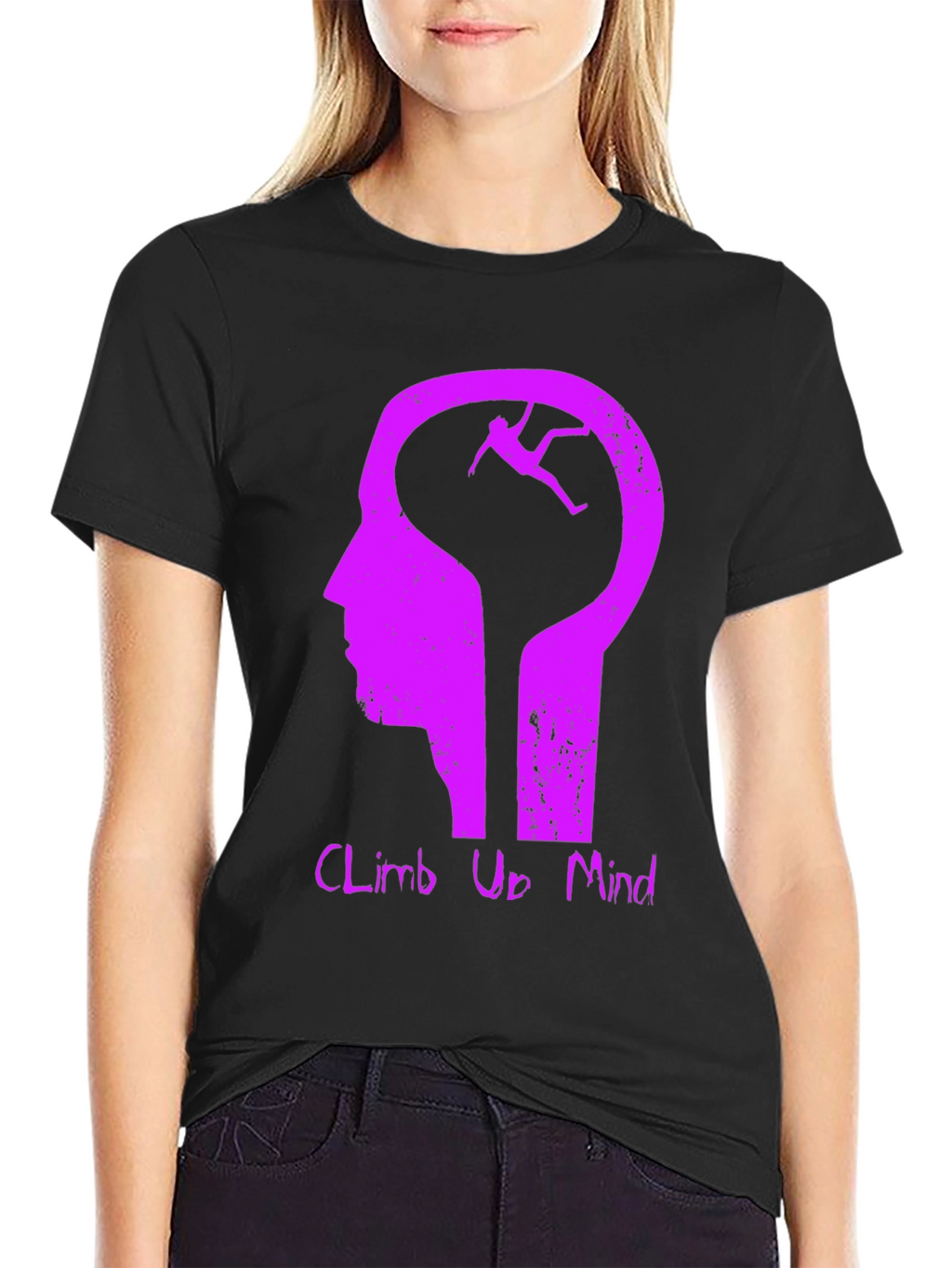 Climb Up Mind Graphic Tee - Black Cotton Blend