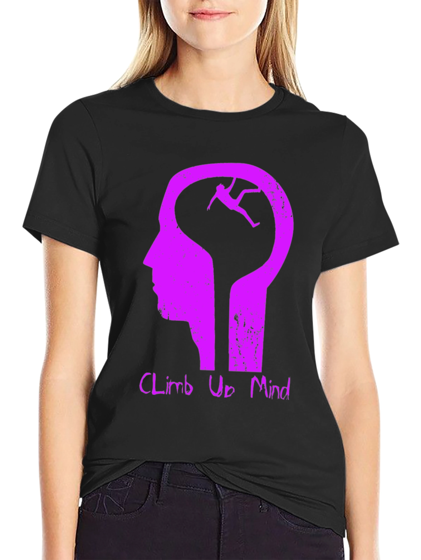 Climb Up Mind Graphic Tee - Black Cotton Blend