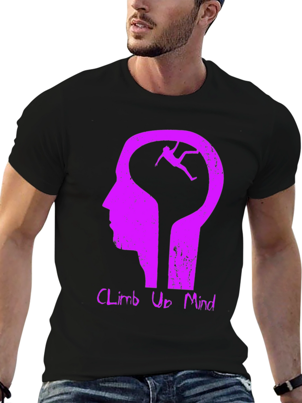 Climb Up Mind Graphic Tee - Black Cotton Blend