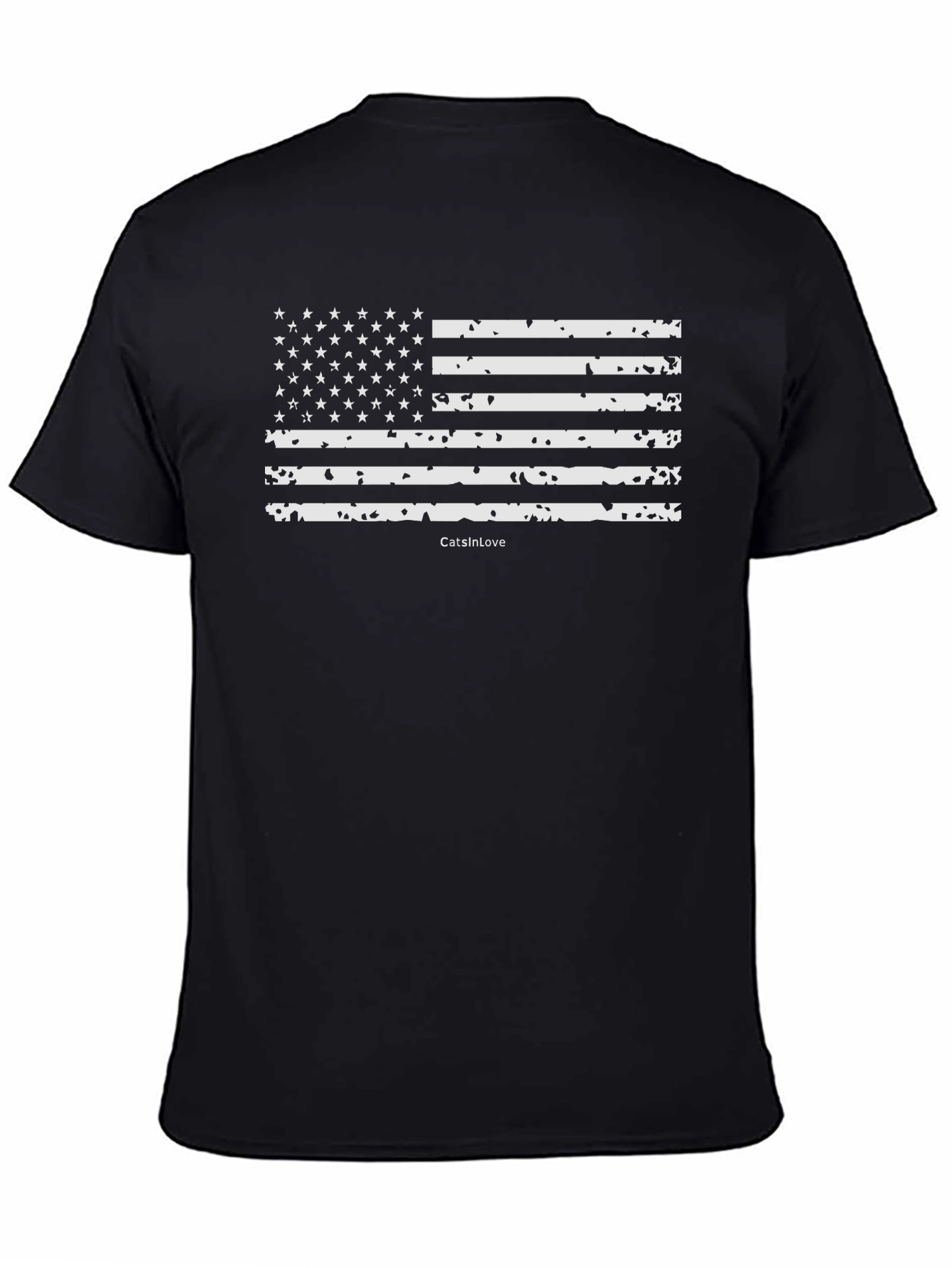 Vintage USA Flag Graphic Black T-Shirt