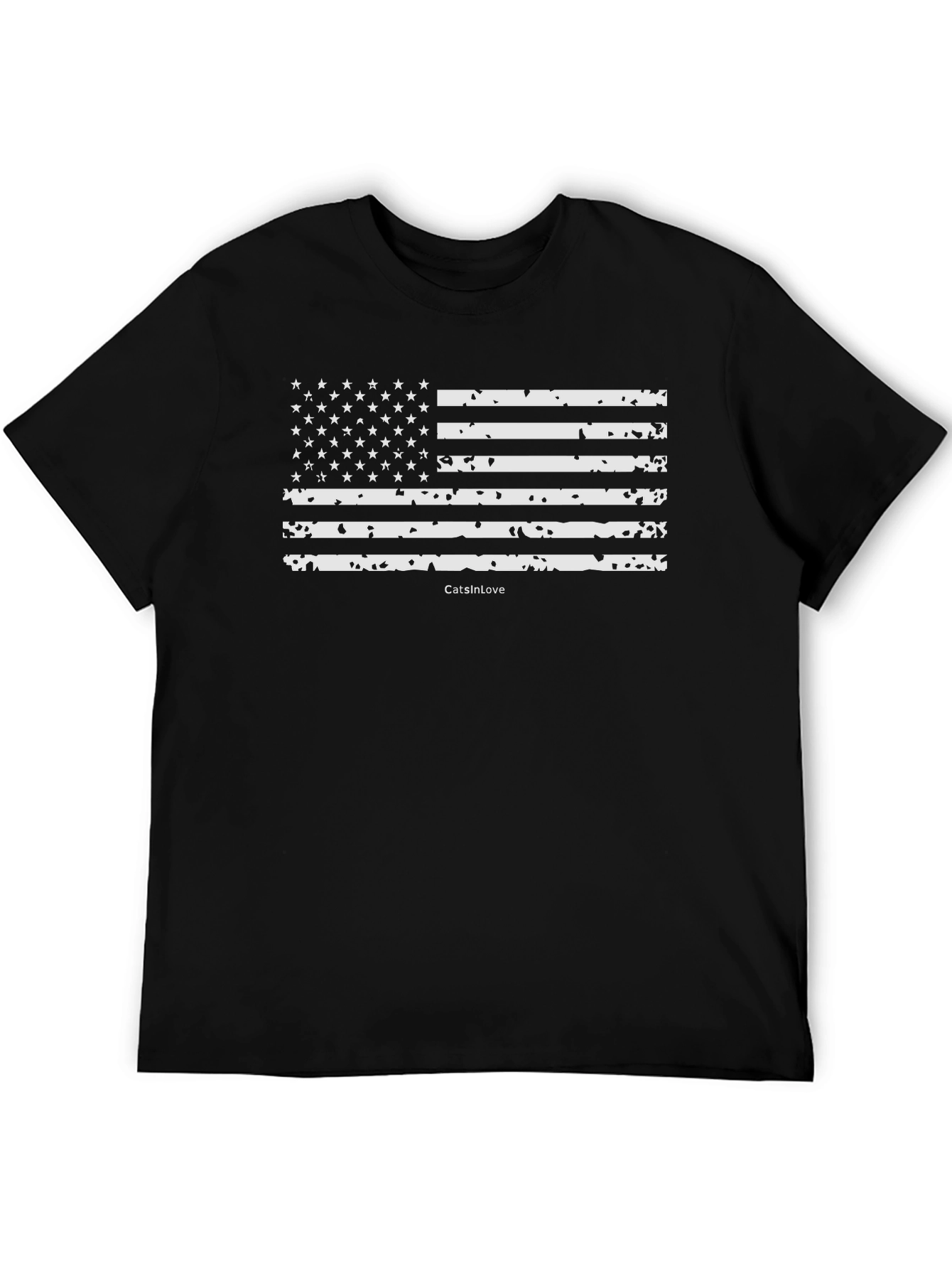 Vintage USA Flag Graphic Black T-Shirt