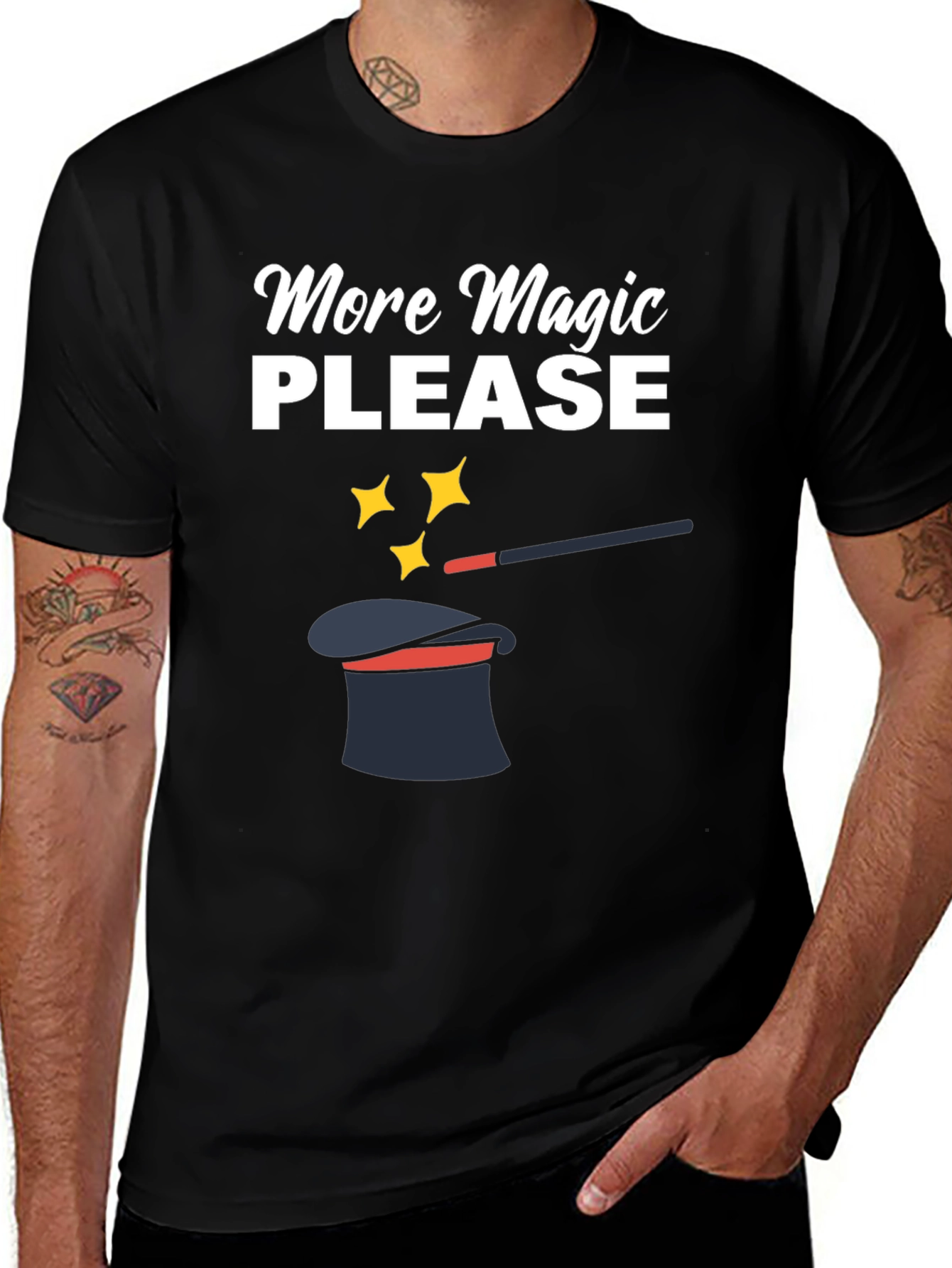 More Magic Please Black Graphic Tee
