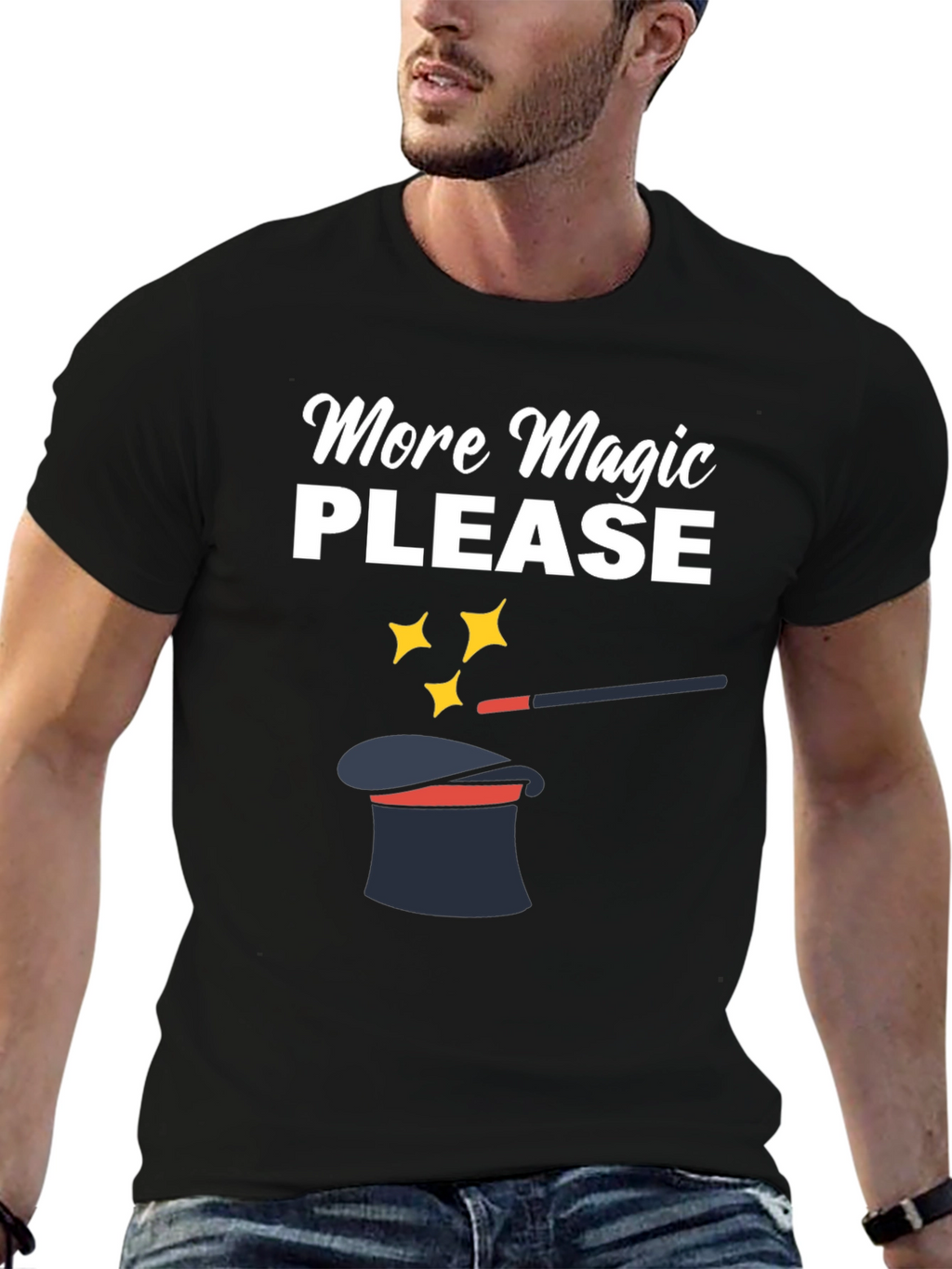 More Magic Please Black Graphic Tee