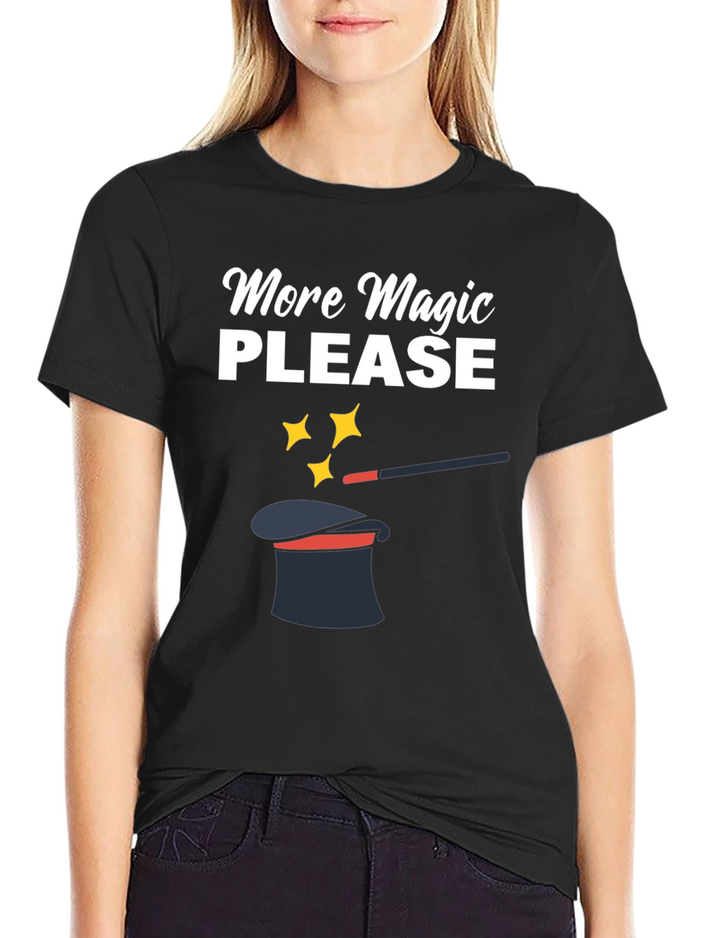 More Magic Please Black Graphic Tee