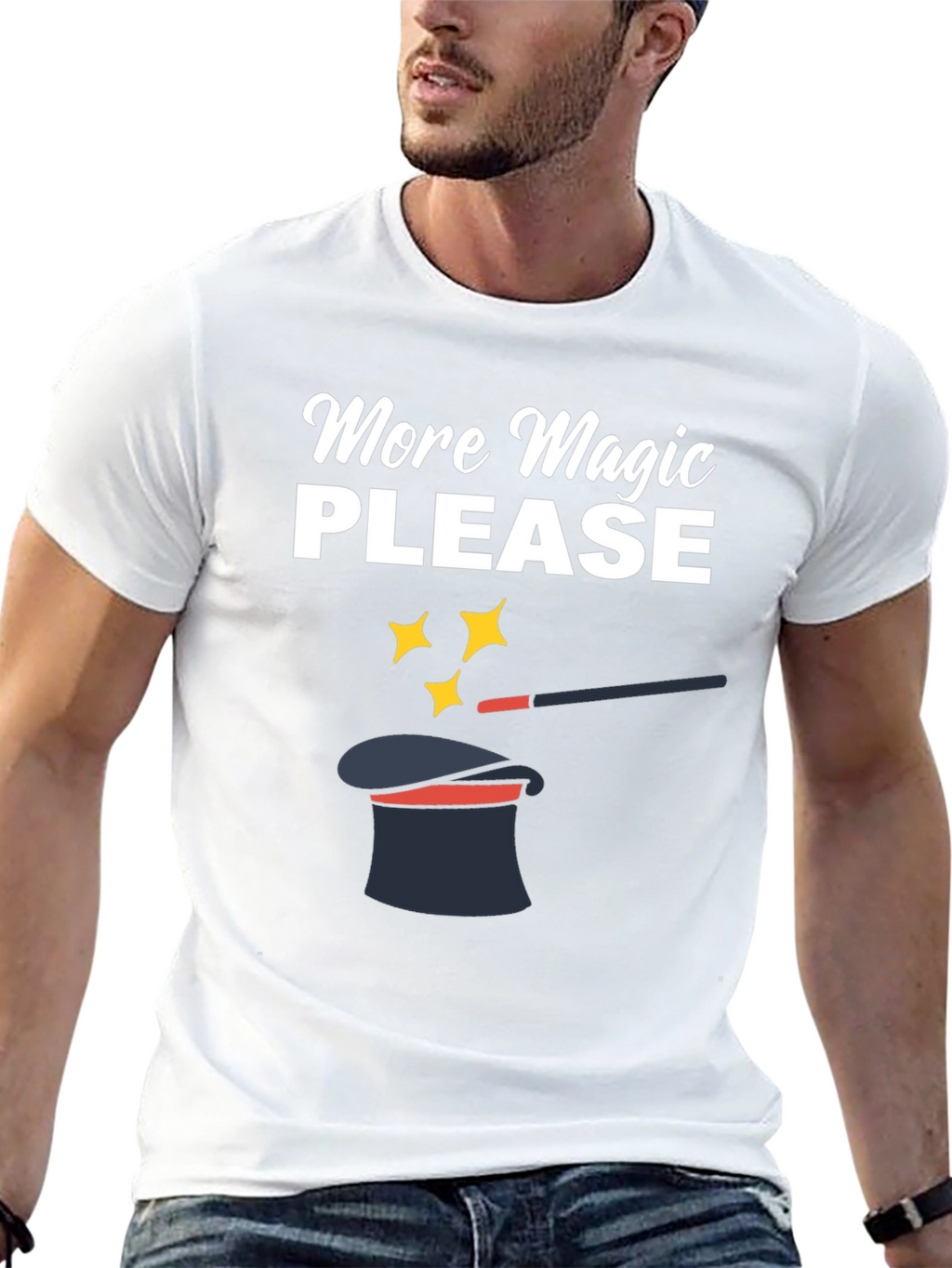 More Magic Please Black Graphic Tee