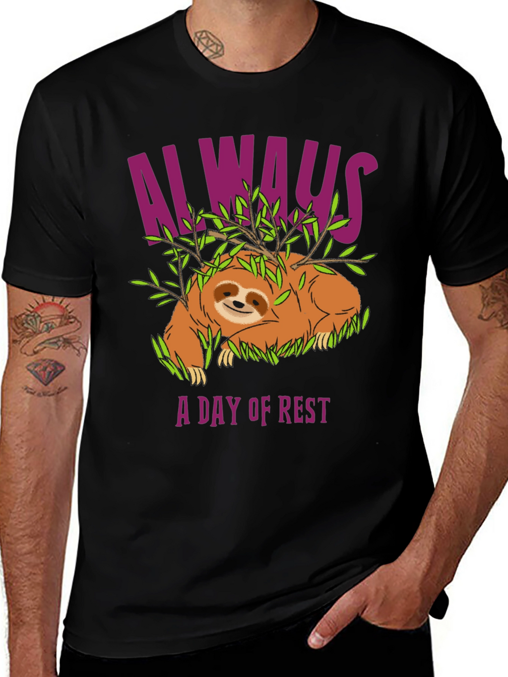 Always A Day Of Rest Sloth Graphic T-Shirt