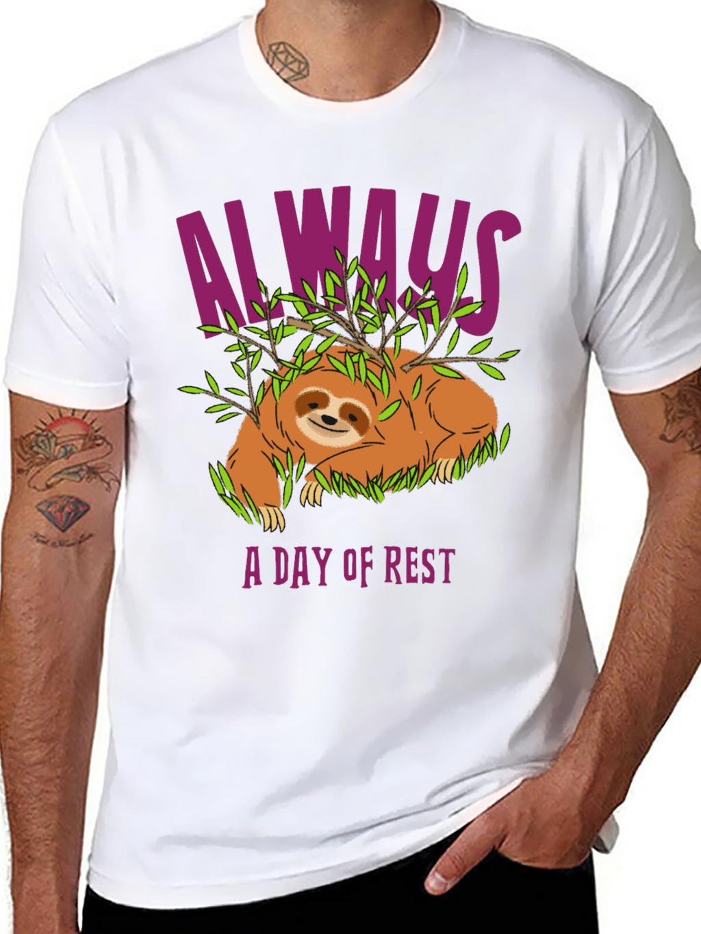 Always A Day Of Rest Sloth Graphic T-Shirt
