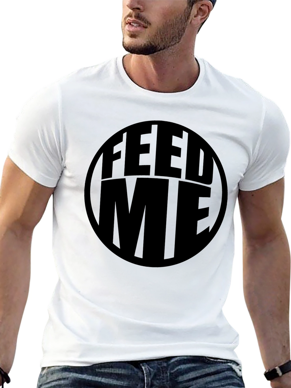 Feed Me Black Graphic Tee - Casual Comfort