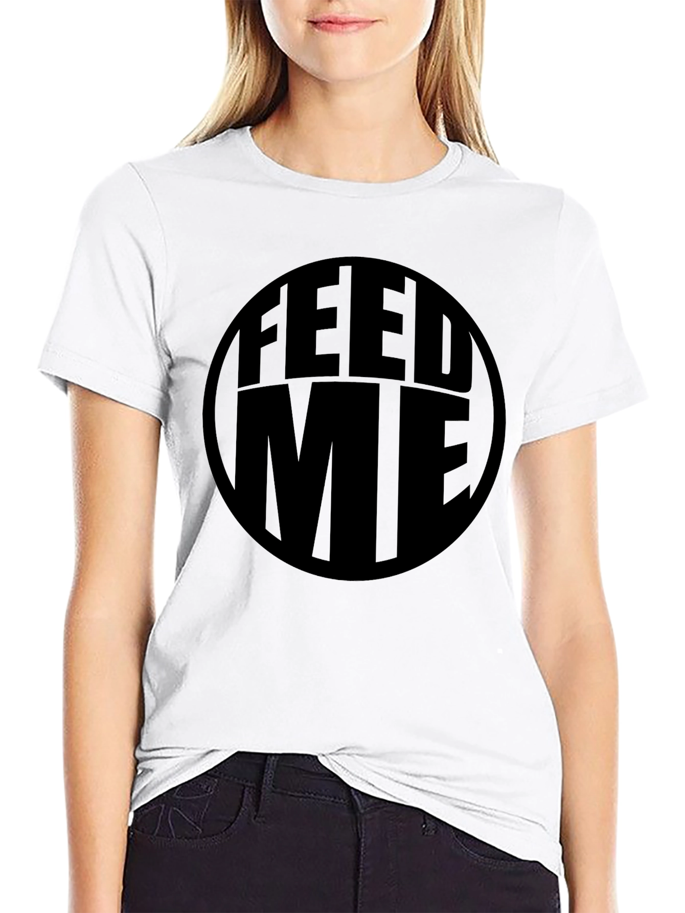 Feed Me Black Graphic Tee - Casual Comfort