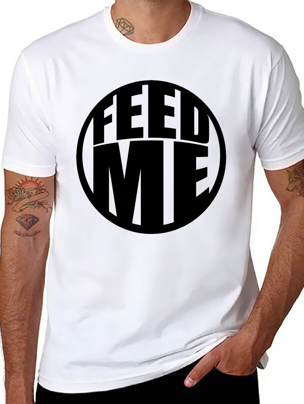 Feed Me Black Graphic Tee - Casual Comfort