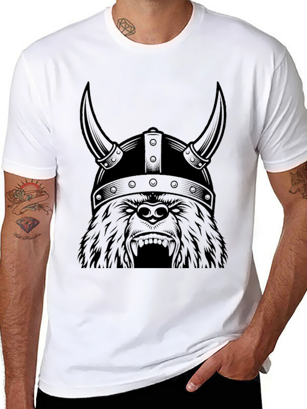 Viking Bear T-Shirt - Mens Black Tee