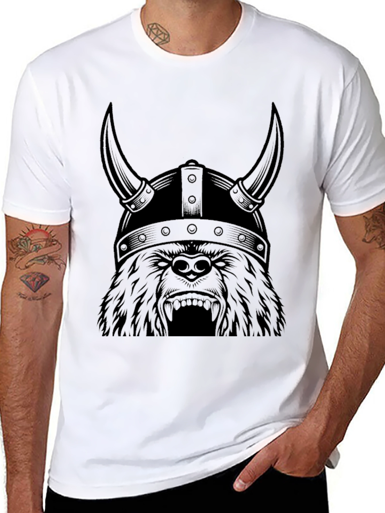 Viking Bear T-Shirt - Mens Black Tee