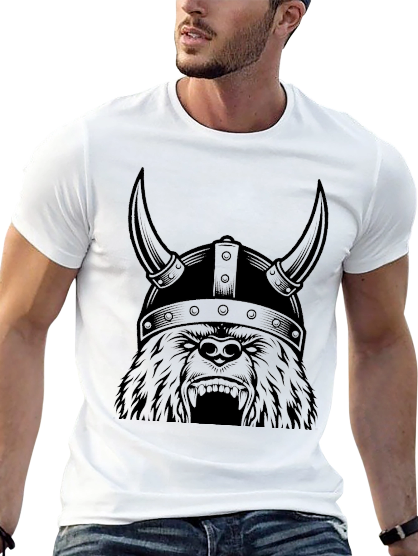 Viking Bear T-Shirt - Mens Black Tee