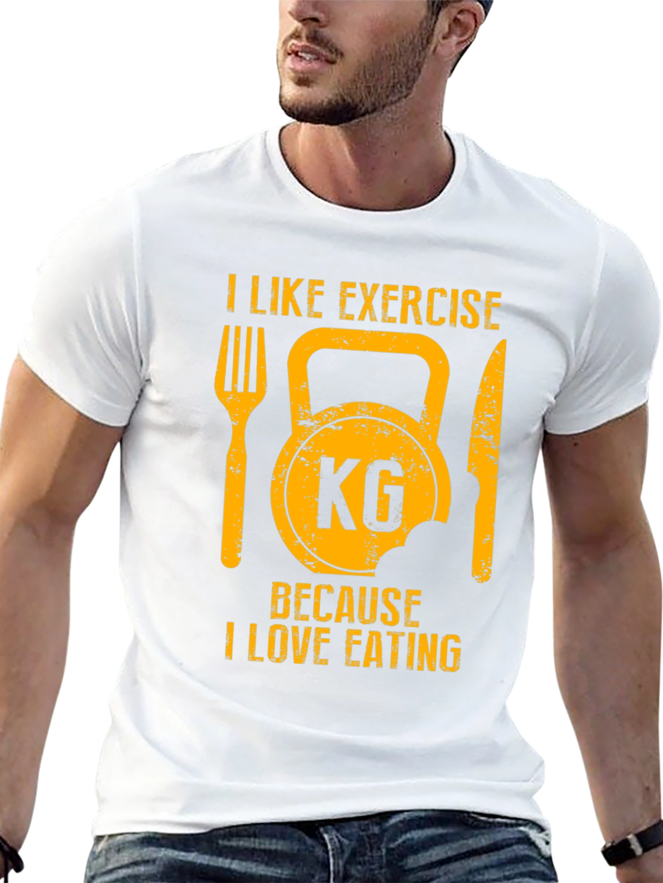 Exercise & Eating T-Shirt - Funny Fitness Gym Tee