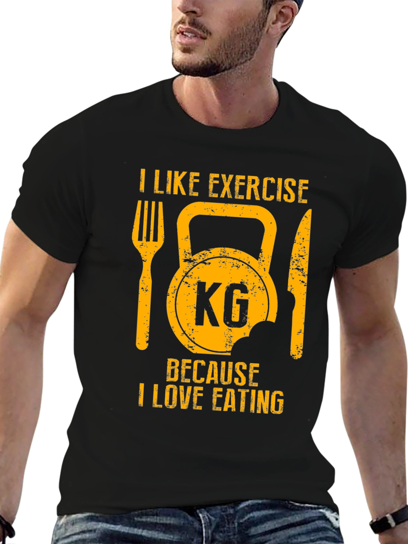 Exercise & Eating T-Shirt - Funny Fitness Gym Tee