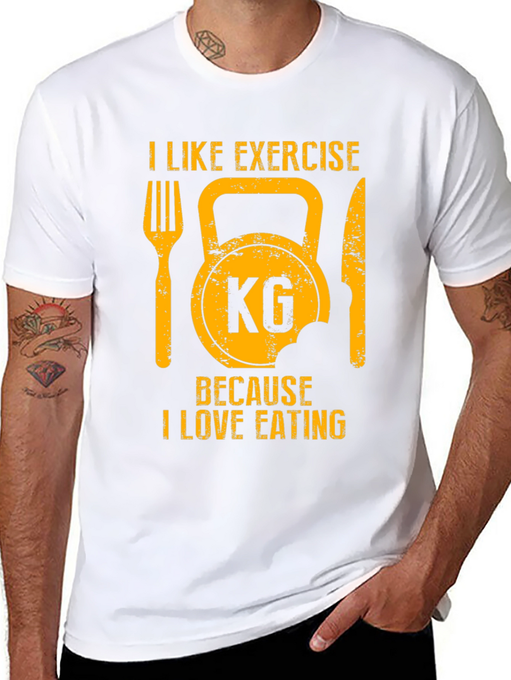 Exercise & Eating T-Shirt - Funny Fitness Gym Tee