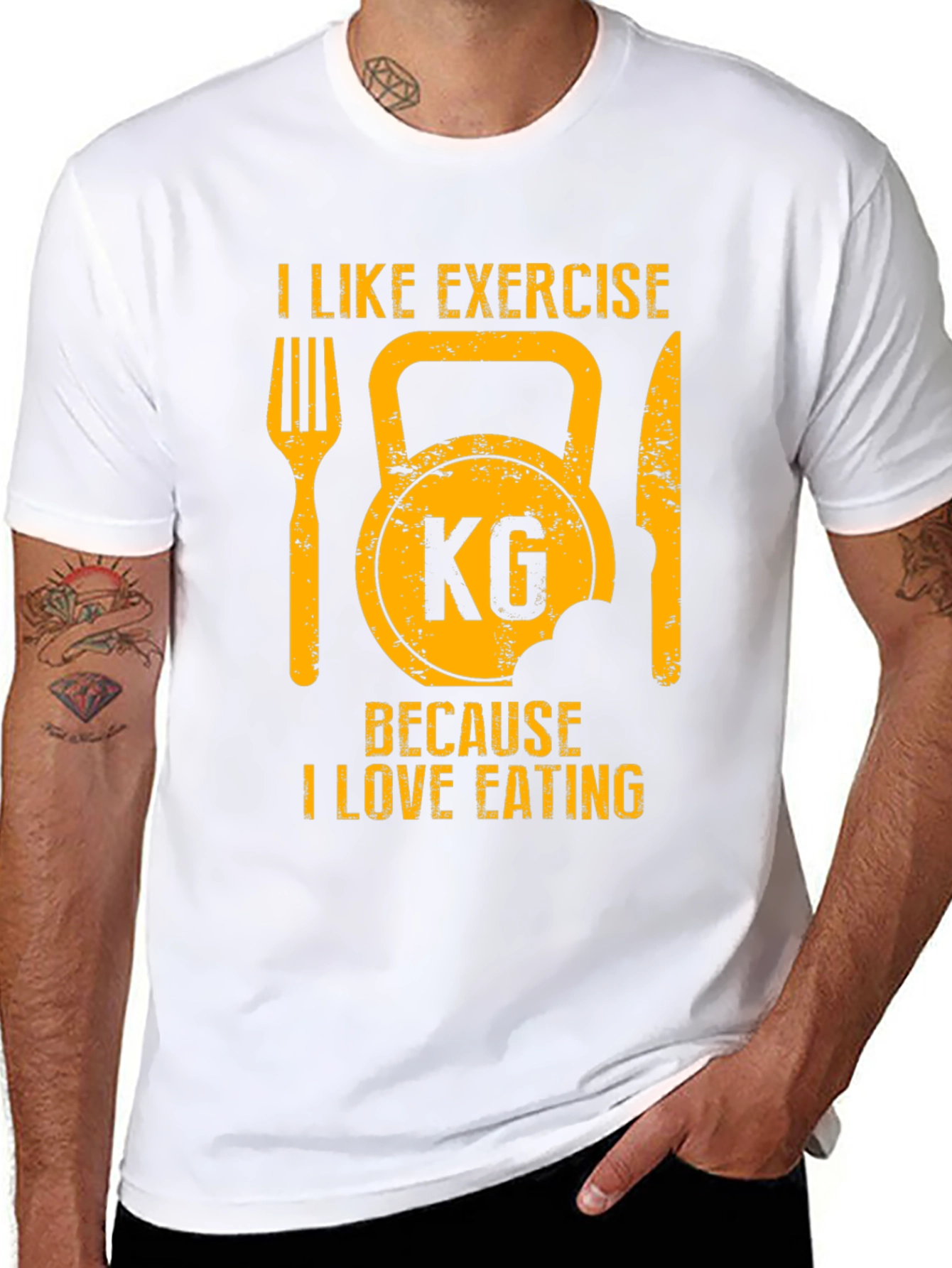 Exercise & Eating T-Shirt - Funny Fitness Gym Tee
